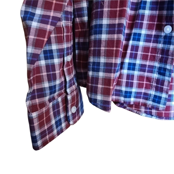 Old Navy XXL red blue plaid buttoned down long-sleeved shirt westerncore - Picture 11 of 14
